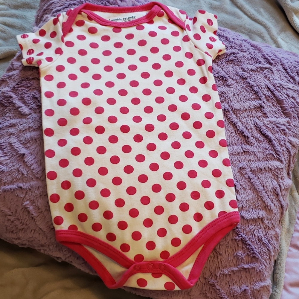Luvable Friends Pink Polka Dot Onesie 9-12 Months
